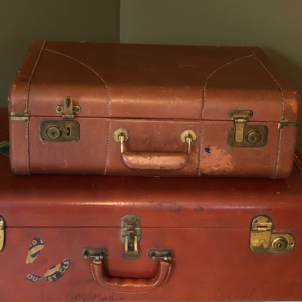 Vintage Hard Shell Leather Suitcase (#2) - Picture 10 of 12